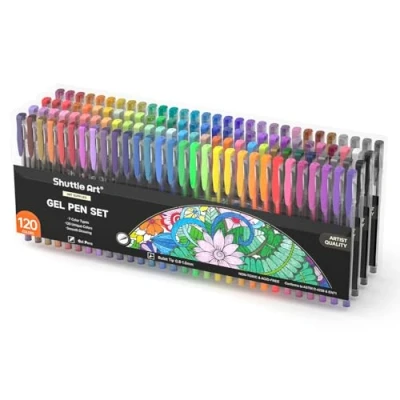 Afbeelding van Shuttle Art Gelpennen, 120 kleuren, gelkleurpennen voor volwassenen, gelpennenset met glitter, metallic, neon, pastelkleuren, gelpennen kinderen en kleurboeken, Doodling tekening