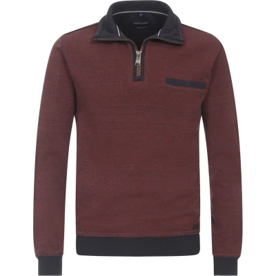 Afbeelding van Casa Moda Half Zip Trui Bordeaux maat 3XL Heren Schipperstrui met Regular fit Pasvorm Katoen