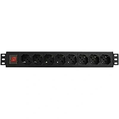 Afbeelding van WP Rack meervoudige stekkerdoos elektrisch 19 inch met 8 universele stopcontacten, ITA 10/16A en Tomas Schuko, kabel 2 m, Italiaanse stekker 16 A, 250 V/3500 W
