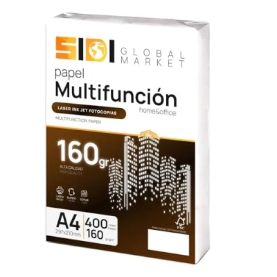 Afbeelding van SIDI Inktpapier, A4 formaat, 160 g, voor school, werk of privégebruik, vellen kopieerapparaat en multifunctioneel, extra wit, (400 uur, g)