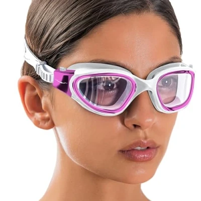 Afbeelding van AqtivAqua Zwembril Swimming Goggles Volwassen Zwembrillen Heren Dames Mannen Vrouwen Kind Kinderen Jongens Meisjes Anti Fog DX C (Metallic Pink, Helder)