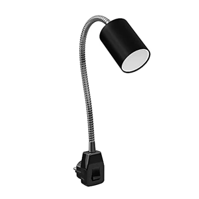 Afbeelding van ledscom.de GU10 fitting lamp WAIKA Zwanenhals, schakelaar, zwart incl. LED 3 level dimbaar warm wit