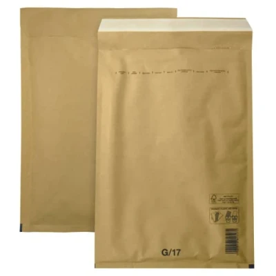 Afbeelding van Netuno 50 stuks noppenenveloppe G7 250x350mm bruin gewatteerde gerecyclede scheurvaste verzendzak met luchtfolie