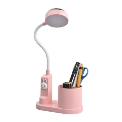 Afbeelding van led bureaulamp voor kinderen, oplaadbaar, tafellamp, oogbescherming, bedlampje met penhouder, dimbaar, leeslamp, led, kantoor, studeerkamer (roze)