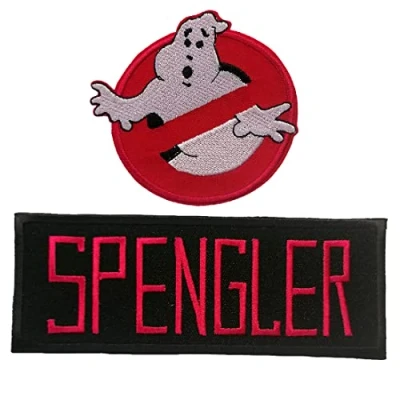 Afbeelding van Lapjes Appliqués Ghostbuster Set 2 stukken Spengler overdrukplaatjes opzetstukken Applicaties opnaaien opstrijken Lap Patches