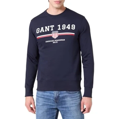 Afbeelding van GANT Graphic C NECK Sweater, Heren, Maat: 4XL, Evening blue