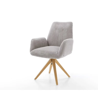 Afbeelding van Draaistoel Zoa Flex houten frame hoekig cord zilver grijs 180 draaibaar