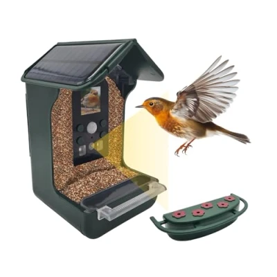 Afbeelding van Berger &amp; Schröter Vogelvoederhuis met 1080p camera, waterbad op zonne energie, 940 nm IR led, automatische video /foto opname van vogels, bewegingsdetectie, nachtzicht