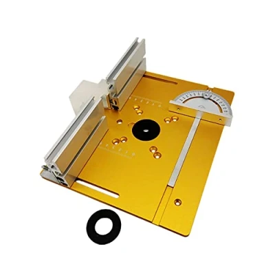 Afbeelding van KKnoon Set van 3 freestafel inlegplaten, aluminiumlegering, houtfrezen, flipboard, snijmachine, graveerhulpgereedschap met versteksteksteker, tafelzaag, houtbewerkingsbanken