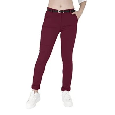 Afbeelding van JOPHY &amp; CO. Elastische chinobroek voor dames met riem (code 3008), bordeaux., L