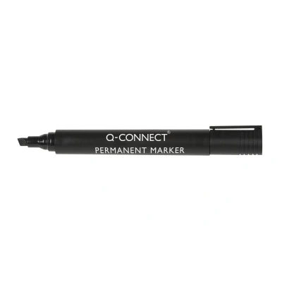 Afbeelding van Q CONNECT permanente marker, 2 5 mm, schuine punt, zwart permanent marker