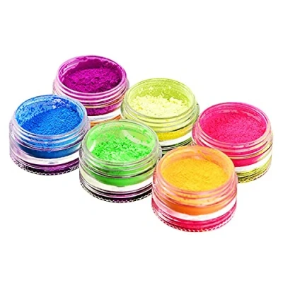 Afbeelding van pigment nagel poeder 6 kleuren fluorescerende kleur nagelpigmenten neon glitter stof nail art