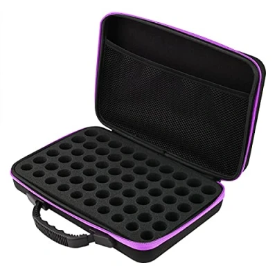 Afbeelding van Essentiële Oliën Opslag 60 Grid Olie Draagtas Hard Shell Case Travel Tas Organizer Voor Flessen 5ml, 15ml, Paars, Modern design