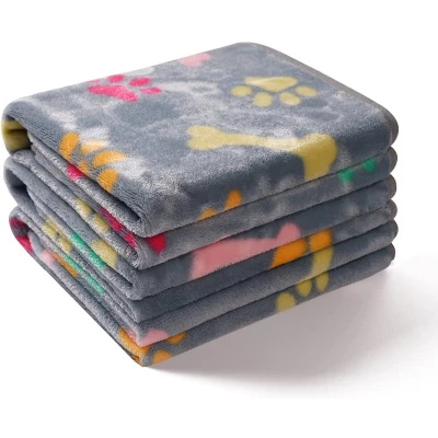 Afbeelding van 1 pak 3 dekens super zacht pluizig premium fleece huisdierdeken flanel nest voor hond puppy kat grijs bot groot (104 x 76 cm)