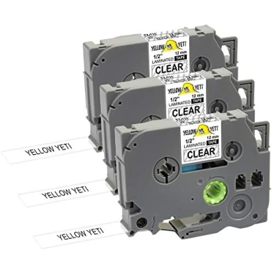 Afbeelding van Yellow Yeti 3 stuks TZe 131 TZ Zwart op Transparant 12mm x 8m Gelamineerde Tape Cassettes Compatibel met Brother P Touch PT 1000 H100 D210VP D400 D600VP P700 P750W CUBE