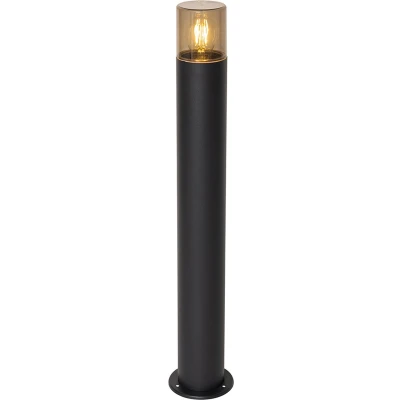 Afbeelding van QAZQA Staande buitenlamp zwart met smoke kap 70 cm Odense