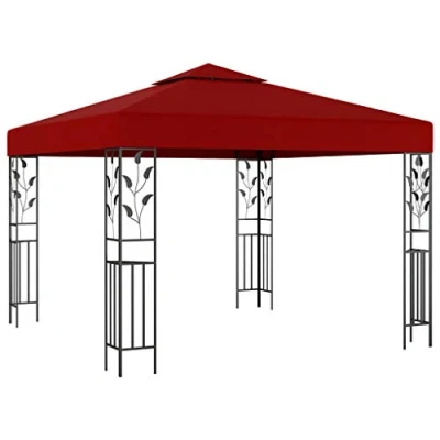 Afbeelding van vidaXL Prieel Paviljoen Partytent Feesttent Tuintent Tent Zonwering Zonnescherm Paviljoens Tuinpaviljoen Tuinprieel Partytenten Tenten 3x3 m Wijrood