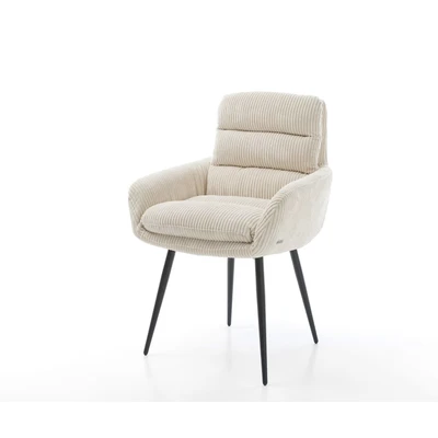 Afbeelding van Armleunstoel Abelia Flex met armleuning 4 poot conisch zwart cord beige