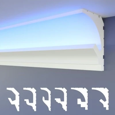 Afbeelding van HEXIMO LED sierlijsten 2 in 1, indirecte verlichting, plafondlijsten, XPS piepschuim, voor plafonds (20,4 meter HLED 1)