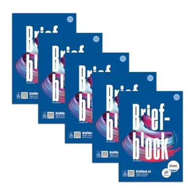 Afbeelding van Staufen Style schrijfblok 5 blokken van elk 50 vellen schrijfpapier, DIN A4, 70 g/m², blanco, 2 gaatjes, gelijmd