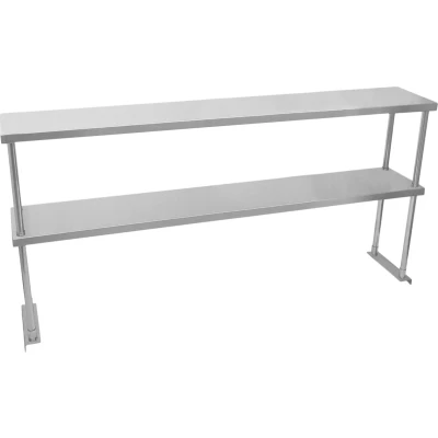 Afbeelding van KuKoo 2 boven wandschappen voor RVS werktafel 150 cm L GRATIS bevestigingsset inbegrepen #304 Roestvrij staal 100 kg capiciteit