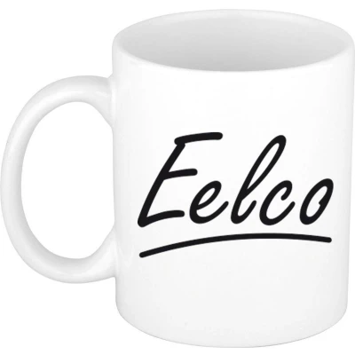 Afbeelding van Eelco voornaam kado beker / mok sierlijke letters gepersonaliseerde met Naam mokken