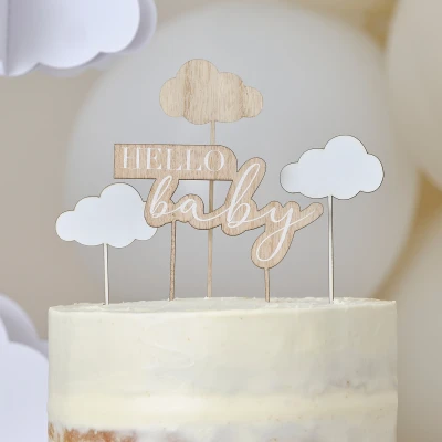 Afbeelding van Ginger ray taartversiering hello baby wolk