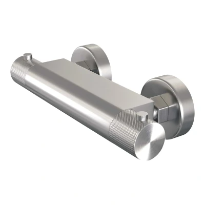 Afbeelding van Brauer Brushed carving Thermostaatkraan opbouw 2 knoppen PVD geborsteld RVS