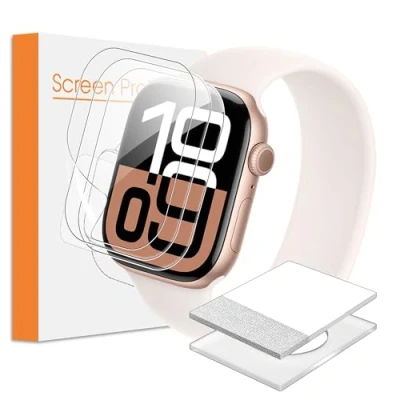 Afbeelding van FDHYFGDY 3 stuks beschermfolie voor Apple Watch Series 10 46 mm folie, flexibele TPU, iWatch 42 displaybescherming, luchtbelvrij, zacht HD helder displayfolie, volledige afdekking, anti stof
