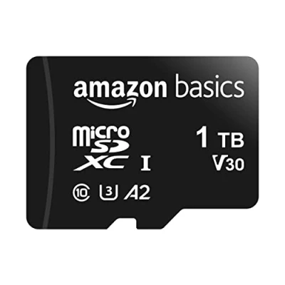 Afbeelding van Amazon Basics Micro SDXC geheugenkaart, 1 TB, met SD adapter, 1TB, A2, U3, leessnelheid tot 100 MB/s, zwart