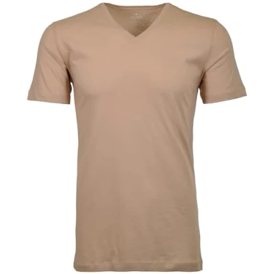 Afbeelding van RAGMAN Body Fit T Shirt V hals Dubbel pak huidkleurig, Effen