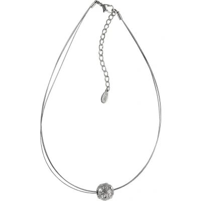 Afbeelding van Behave Zilverkleurige ketting met bolvormige hanger en steentjes