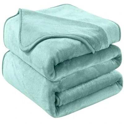 Afbeelding van Plaid Dikke Fleece Deken 230x270 cm licht groen Zacht en Warm Dubbele Beddeken Flanellen Sofa Throw Dubbelzijdig Omkeerbaar