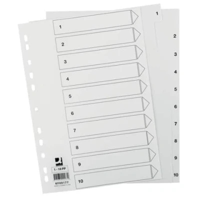Afbeelding van Q CONNECT tabbladen set 1 10, met indexblad, ft A4, wit