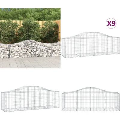Afbeelding van vidaXL Schanskorven 9 st gewelfd 200x50x60/80 cm gegalvaniseerd ijzer