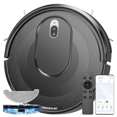 Afbeelding van Vexilar W7 Robotstofzuiger met dweilfunctie, 3 in 1 dweilrobot 4000 Pa zuigkracht, compatibel Alexa/App bediening, robotstofzuiger, ideaal voor dierenharen, tapijt en harde vloeren