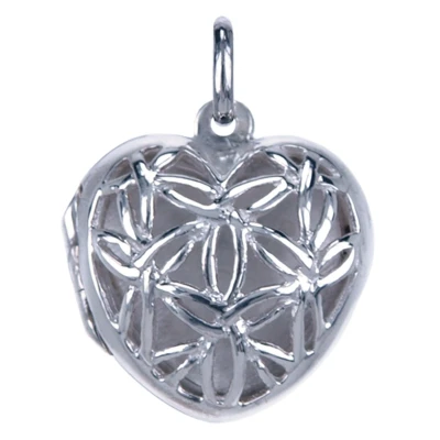 Afbeelding van Zilveren foto medaillon Hart opengewerkt 1 ketting hanger