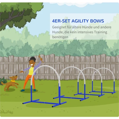 Afbeelding van PawHut Dog Agility Trainingsuitrusting, Set, 4 delige push in hordeset voor oudere honden, hondentrainingsset met draagtas, blauw+oranje, 88 x 64 95 cm