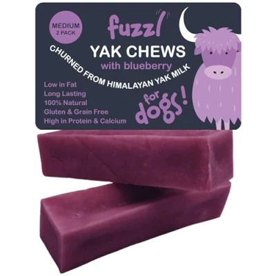Afbeelding van Fuzzl Yak Chews voor honden, 2 stuks, 140 g bosbessen, natuurlijke lekkernijen honden met Himalaya jakmelk, kauwjak zonder verbergen, natuurlijk hondenvoer om op te kauwen, stuks