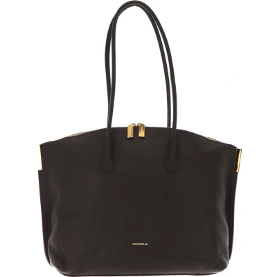 Afbeelding van COCCINELLE Leren Schoudertas Shopper Estelle Shoulder Bag Bark Donkerbruin