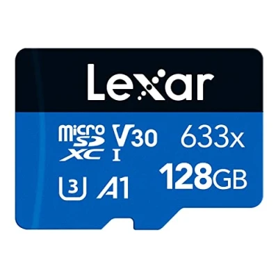 Afbeelding van Lexar 633x 128GB Micro SD Kaart, microSDXC UHS I Geheugenkaart, Met adapter, microSD kaart Tot 100 MB/s Lezen, A1, C10, U3, V30, TF voor Smartphone/Tablet/Camera (LMS0633128G BNAAA)