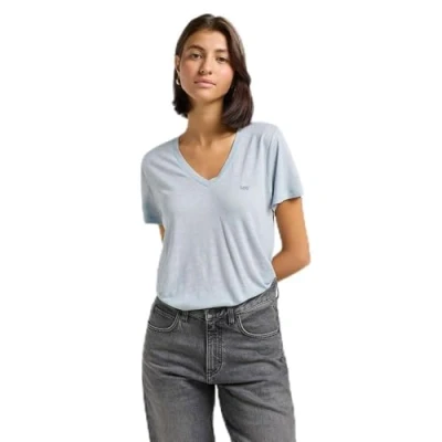 Afbeelding van Lee Short Sleeve V NECK Regular FIT Tshirt basic, Dames, Maat: 38, Concrete gray