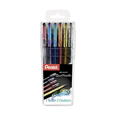 Afbeelding van Pentel Gel roller, metallic, iriserend, 1 mm Pochette de 6 meerkleurig