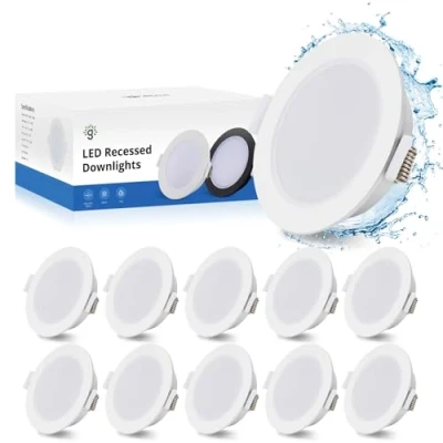 Afbeelding van Gr4tec LED Inbouwspots Plafond, 10x 5W 4000K Natuurlijk Wit, Badkamer Spotlights IP65, 35mm Ultra Slank, Φ68 80mm Gat, Inbouwverlichting voor Woonkamer, Badkamer, Niet Brandwerend