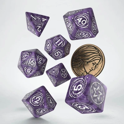 Afbeelding van The Witcher Dice Set Yennefer Lilac and Gooseberries (7 &amp; unique coin)