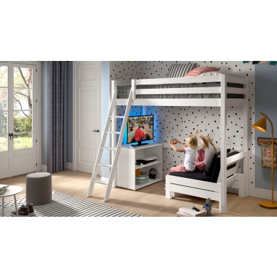 Afbeelding van Kinderkamerset Pino Hoogslaper, boekenkast &amp; zetelbed Wit