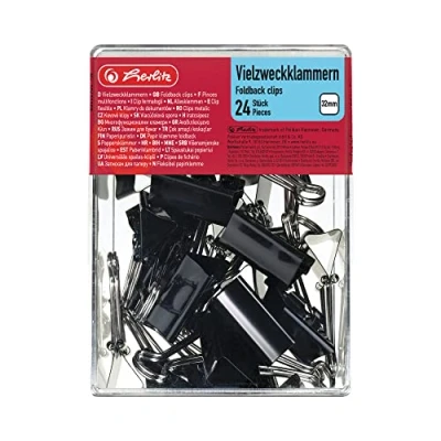 Afbeelding van Herlitz 10411155 fold back clips 32mm 24 stuks zwart