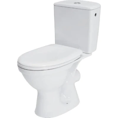 Afbeelding van CERSANIT Staand toilet met spoelbak compleet Toiletten toiletbril polypropyleen zonder softclosemechanisme Toiletpot horizontale afvoer 37 cm breed van keramiek Kleur: Wit