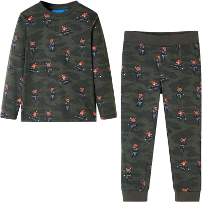 Afbeelding van Kinderpyjama met lange mouwen ninjavos 128 kakikleurig