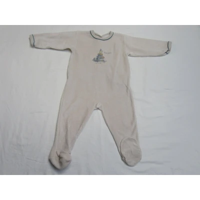 Afbeelding van petit bateau , unie, pyjama velour grijst boekenstapel 12 maand 74